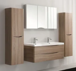 Bernstein Meuble Colonne de rangement 40x150x30cm (LxHP) - SMILE - Colonne et latérale à gauche, Chêne blanchi