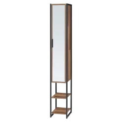 [En.Casa] Meuble colonne de salle de bain Namsskogan 160 x 24 x 30 cm effet noyer noir en.casa