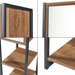 [En.Casa] Meuble colonne de salle de bain Namsskogan 160 x 24 x 30 cm effet noyer noir en.casa