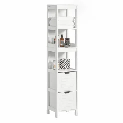 Sobuy Meuble Colonne de Salle de Bain Armoire Toilette haute, 4 étagère, FRG126-W,* Colonne De Salle De Bains