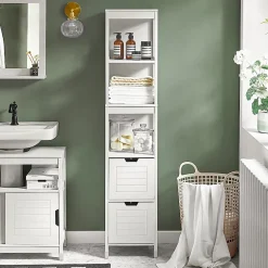 Sobuy Meuble Colonne de Salle de Bain Armoire Toilette haute, 4 étagère, FRG126-W,* Colonne De Salle De Bains