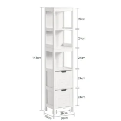 Sobuy Meuble Colonne de Salle de Bain Armoire Toilette haute, 4 étagère, FRG126-W,* Colonne De Salle De Bains