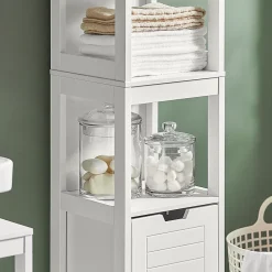 Sobuy Meuble Colonne de Salle de Bain Armoire Toilette haute, 4 étagère, FRG126-W,* Colonne De Salle De Bains