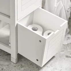 Sobuy Meuble Colonne de Salle de Bain Armoire Toilette haute, 4 étagère, FRG126-W,* Colonne De Salle De Bains