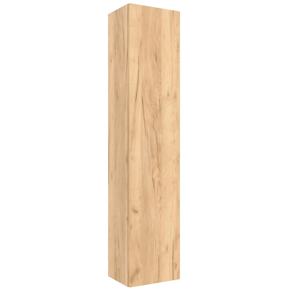 Planète Bain Meuble colonne de salle de bain H 140 cm effet chêne brut à suspendre - KARAIB* Colonne De Salle De Bains