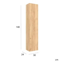 Planète Bain Meuble colonne de salle de bain H 140 cm effet chêne brut à suspendre - KARAIB* Colonne De Salle De Bains