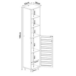 [En.Casa] Meuble colonne de salle de bain Epind bambou 180 x 33 x 30 cm naturel* Colonne De Salle De Bains