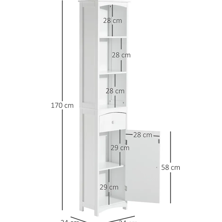 Homcom Meuble colonne de salle de bain moderne 34L x 24l x 170H cm blanc* Colonne De Salle De Bains