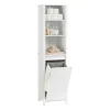 Sobuy Meuble Colonne de Salle de Bain, 3 étagères, 1 Panier à Linge Amovible, BZR102-W,* Colonne De Salle De Bains