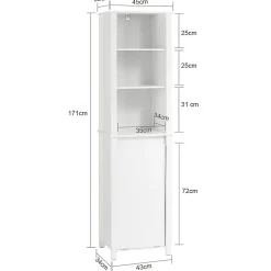 Sobuy Meuble Colonne de Salle de Bain, 3 étagères, 1 Panier à Linge Amovible, BZR102-W,* Colonne De Salle De Bains