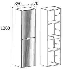 Furnidea Meuble colonne de salle de bain suspendu VENA noir 36 x 136 cm* Colonne De Salle De Bains