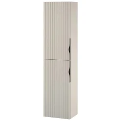 Planète Bain Meuble colonne de salle de bain strié H 160 cm beige cachemire mat à suspendre - Tirso