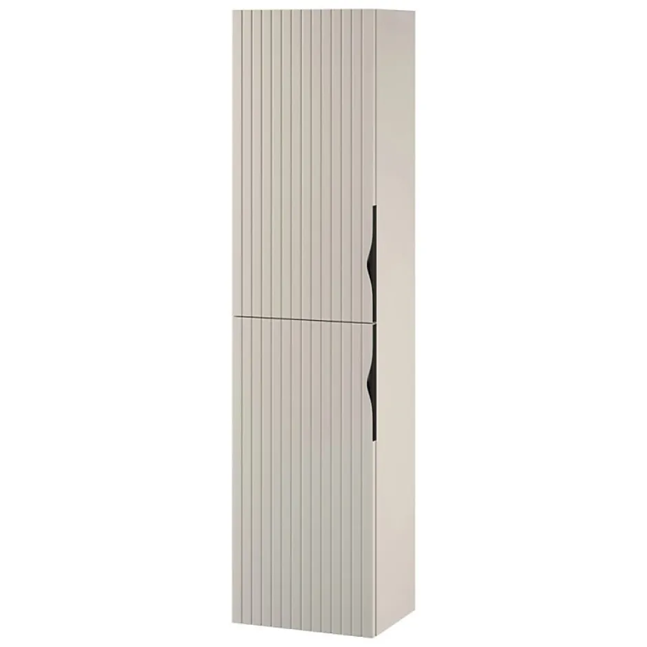 Planète Bain Meuble colonne de salle de bain strié H 160 cm beige cachemire mat à suspendre - Tirso