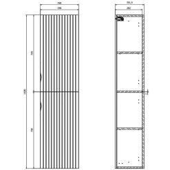 Planète Bain Meuble colonne de salle de bain strié H 160 cm beige cachemire mat à suspendre - Tirso
