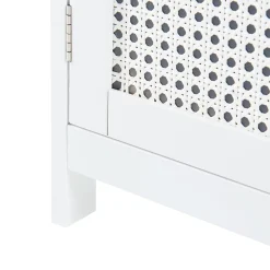 [En.Casa] Meuble colonne de salle de bain Karlsoey MDF PVC effet rotin 161 x 35 x 32 cm blanc en.casa