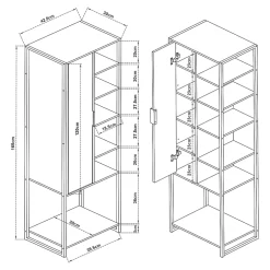 [En.Casa] Meuble colonne de salle de bain Namsskogan 165 x 43 x 30 cm effet noyer noir en.casa* Colonne De Salle De Bains|Meuble De Salle De Bains Faible Profondeur