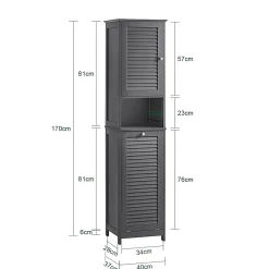 Sobuy Meuble Colonne de Salle de Bain, 1 Porte, 1 Tiroir et 1 Panier à Linge, BZR124-DG,