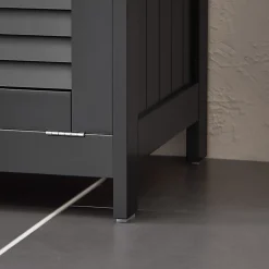 Sobuy Meuble Colonne de Salle de Bain, 1 Porte, 1 Tiroir et 1 Panier à Linge, BZR124-DG,