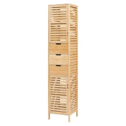 [En.Casa] Meuble colonne de salle de bain Boksereys bambou 180 x 35 x 35 cm naturel