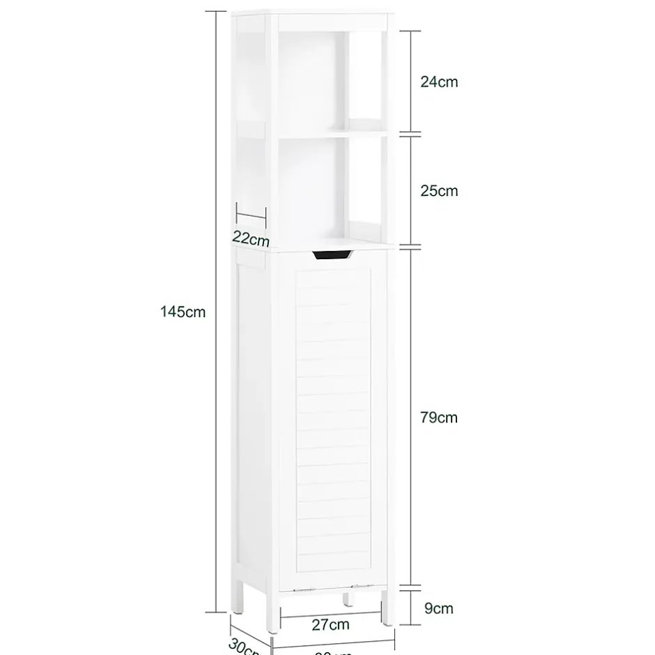 Sobuy Meuble Colonne de Salle de Bain avec étagères et Panier à Linge, BZR123-W,* Meuble De Salle De Bains Faible Profondeur