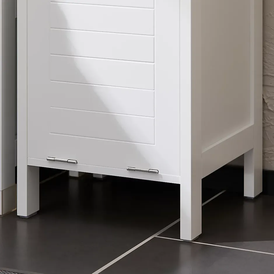 Sobuy Meuble Colonne de Salle de Bain avec étagères et Panier à Linge, BZR123-W,* Meuble De Salle De Bains Faible Profondeur