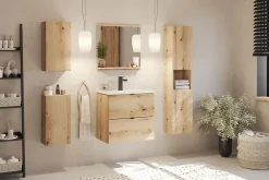 Furnidea Meuble colonne de salle de bain à suspendre NOVA OAK 30 X 140 cm* Colonne De Salle De Bains