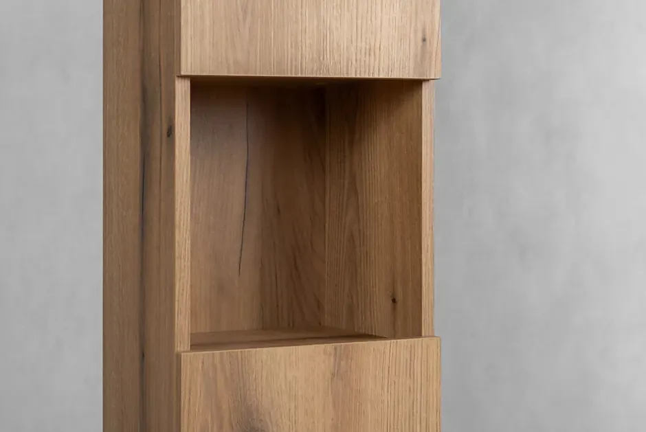 Furnidea Meuble colonne de salle de bain à suspendre NOVA OAK 30 X 140 cm* Colonne De Salle De Bains