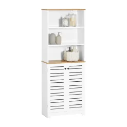 Sobuy Meuble Colonne de Salle de Bain avec 3 Etagères et 2 Portes, BZR44-W,* Meuble De Salle De Bains Faible Profondeur|Colonne De Salle De Bains