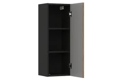 Furnidea Meuble colonne de salle de bain suspendu TALIA CASELLA noir et chêne 30 x 80 cm