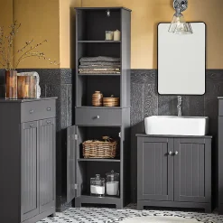 Sobuy Meuble Colonne de Salle de Bain Armoire Rangement, BZR17-DG,