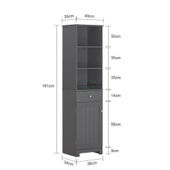 Sobuy Meuble Colonne de Salle de Bain Armoire Rangement, BZR17-DG,