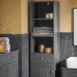 Sobuy Meuble Colonne de Salle de Bain Armoire Rangement, BZR17-DG,