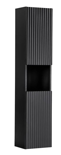 Furnidea Meuble colonne de salle de bain à suspendre NOVA NOIR 30 X 140 cm