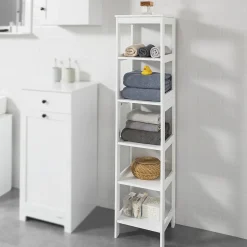 Sobuy Meuble Colonne de Salle de Bain Armoire Haute étagère avec 6 étagères, BZR14-W,* Colonne De Salle De Bains