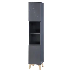 [En.Casa] Meuble colonne de salle de bain Overath 160 x 30 x 30 cm gris en.casa* Meuble De Salle De Bains Faible Profondeur|Colonne De Salle De Bains