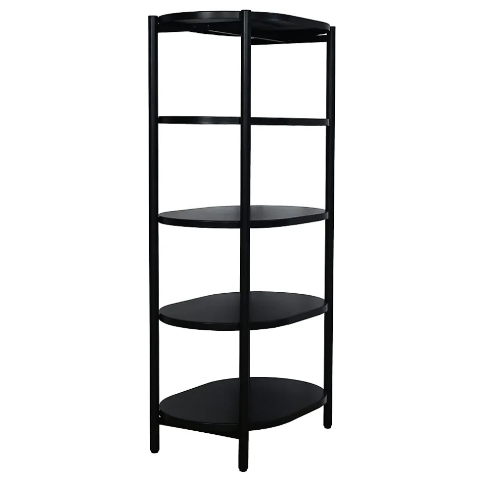Homesight Meuble colonne de salle de bains 5 niveaux en métal noir mat l.55 x H.116 x P.37,5 cm, Pao* Colonne De Salle De Bains
