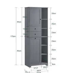 Sobuy Meuble Colonne de Salle de Bain avec 6 étagères et 1 Panier à Linge , BZR104-DG,* Colonne De Salle De Bains