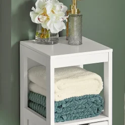 Sobuy Meuble Colonne Meuble Bas de Salle de Bain 1 étage et 2 tiroirs FRG127-W,