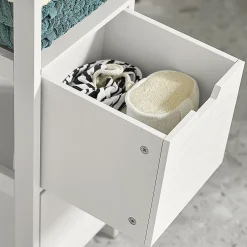 Sobuy Meuble Colonne Meuble Bas de Salle de Bain 1 étage et 2 tiroirs FRG127-W,
