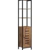 kleankin Meuble colonne rangement salle de bain style cosy dim. 37L x 30l x 167H cm 3 étagères porte ajourée acier noir aspect bois* Colonne De Salle De Bains