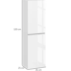 kleankin Meuble colonne rangement salle de bain style contemporain façade laquée 2 portes étagères blanc* Colonne De Salle De Bains
