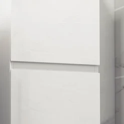 kleankin Meuble colonne rangement salle de bain style contemporain façade laquée 2 portes étagères blanc* Colonne De Salle De Bains