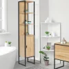 IDMarket Meuble colonne salle de bain DETROIT 1 porte design industriel