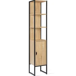 IDMarket Meuble colonne salle de bain DETROIT 1 porte design industriel
