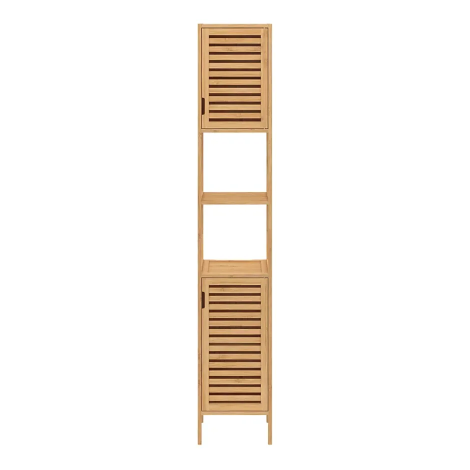 IDMarket Meuble colonne salle de bain bambou BEA 2 portes