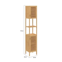 IDMarket Meuble colonne salle de bain bambou BEA 2 portes