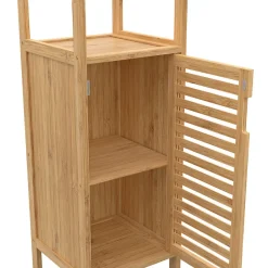 IDMarket Meuble colonne salle de bain bambou BEA 2 portes
