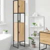 IDMarket Meuble colonne salle de bain DETROIT 2 portes design industriel* Armoire De Salle De Bains