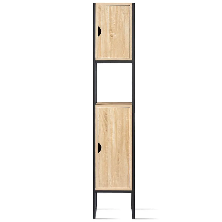 IDMarket Meuble colonne salle de bain DETROIT 2 portes design industriel* Armoire De Salle De Bains