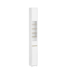 Sobuy Meuble Colonne Salle de Bain, 1 Tiroir, 2 Portes, Étagères Réglables BZR34-WN* Colonne De Salle De Bains